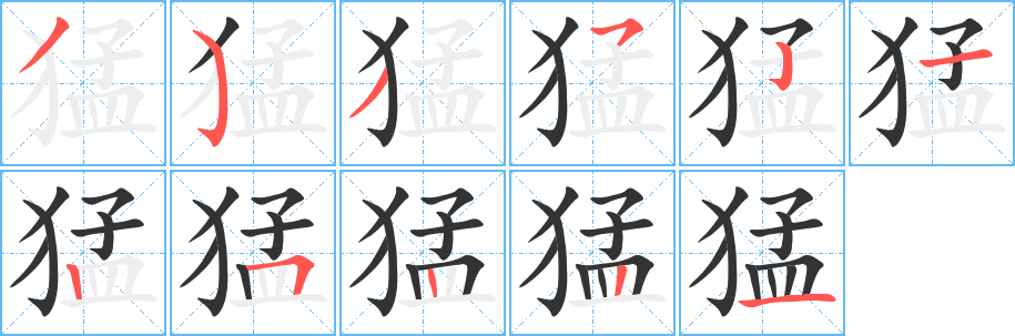 猛字的笔顺