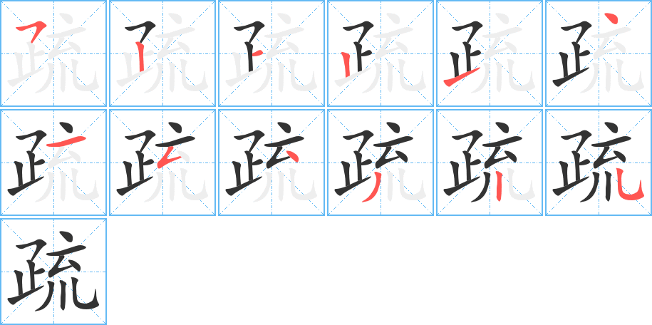 疏字的笔顺
