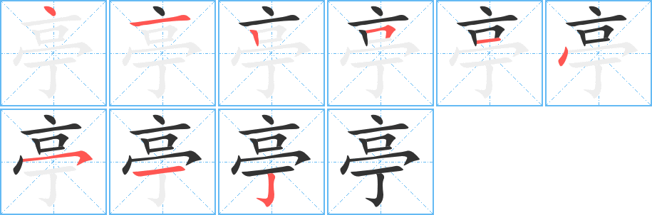 亭字的笔顺