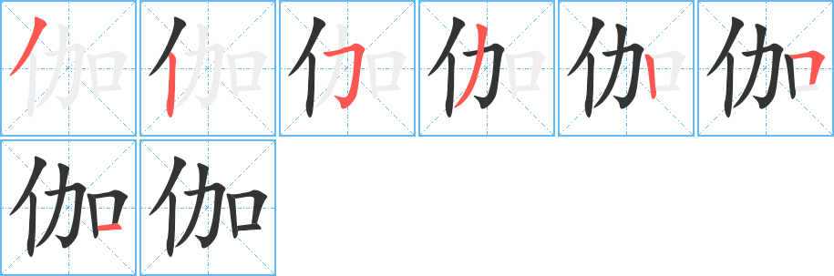 伽字的笔顺