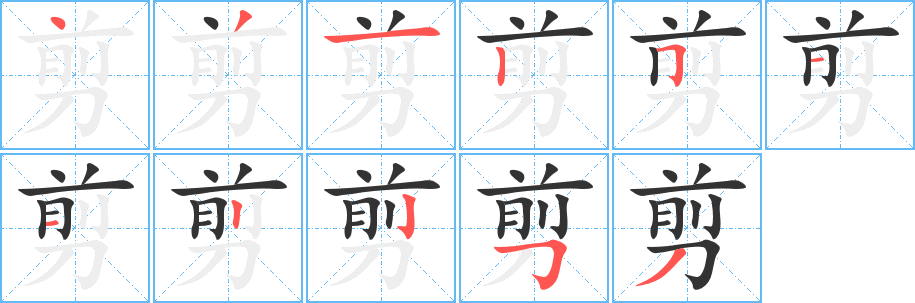 剪字的笔顺