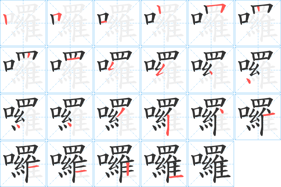 囉字的笔顺