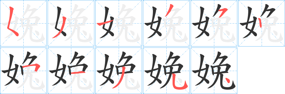 婏字的笔顺