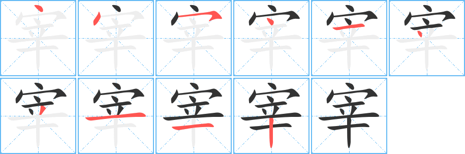 宰字的笔顺