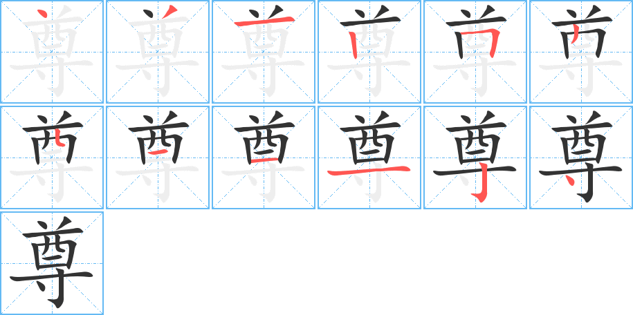 尊字的笔顺