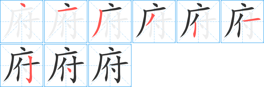 府字的笔顺
