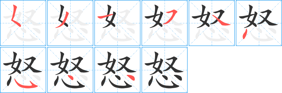 怒字的笔顺