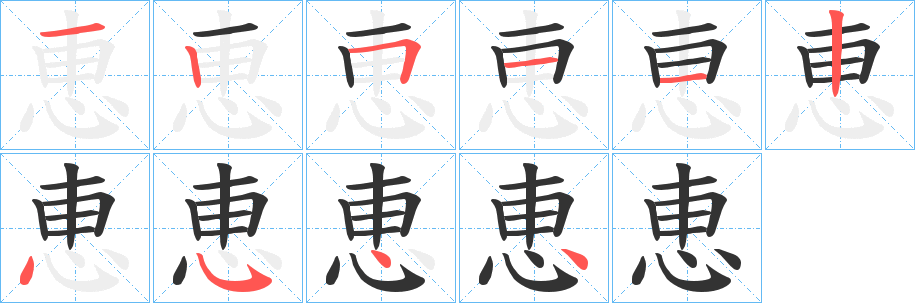 恵字的笔顺