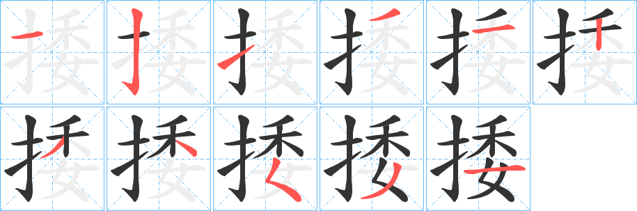 捼字的笔顺