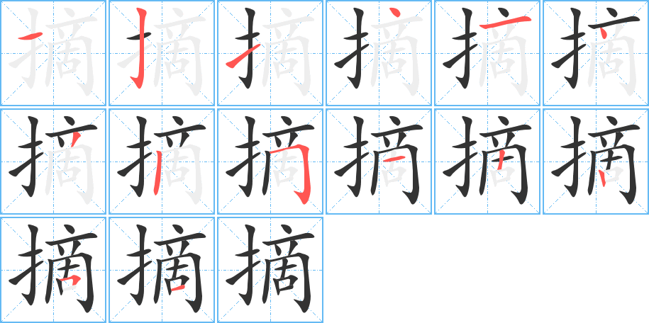 摘字的笔顺