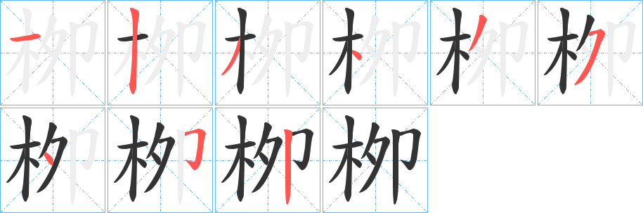 栁字的笔顺