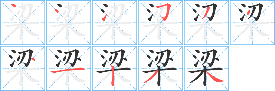 梁字的笔顺