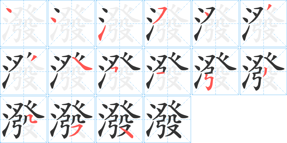 潑字的笔顺