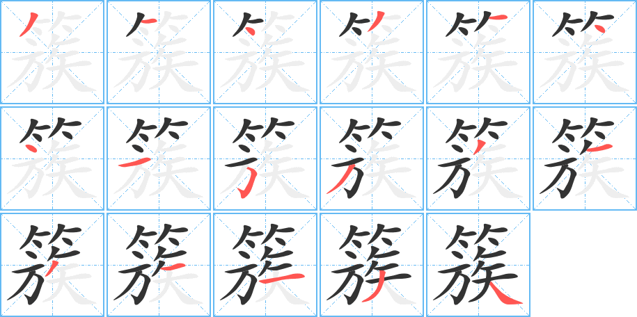 簇字的笔顺