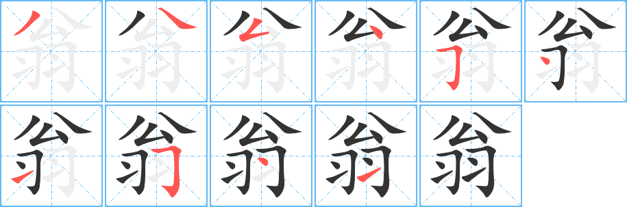 翁字的笔顺