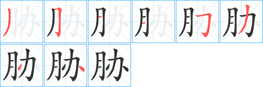 胁字的笔顺