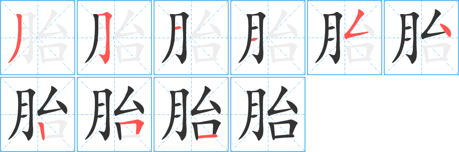 胎字的笔顺