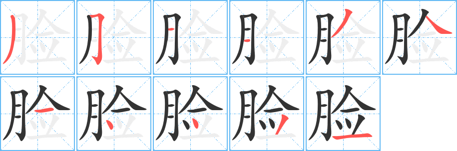 脸字的笔顺
