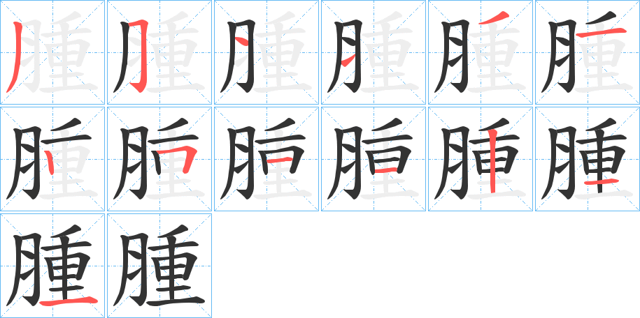 腫字的笔顺