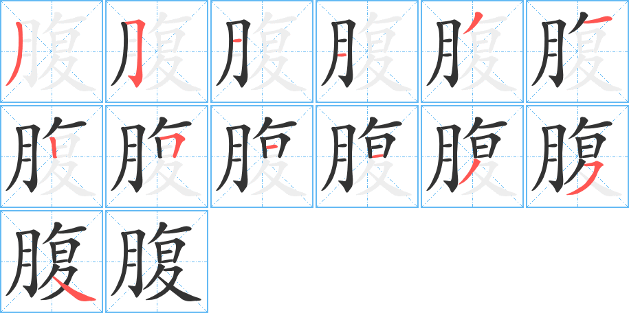 腹字的笔顺