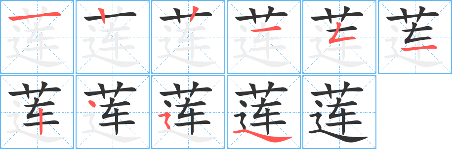 莲字的笔顺