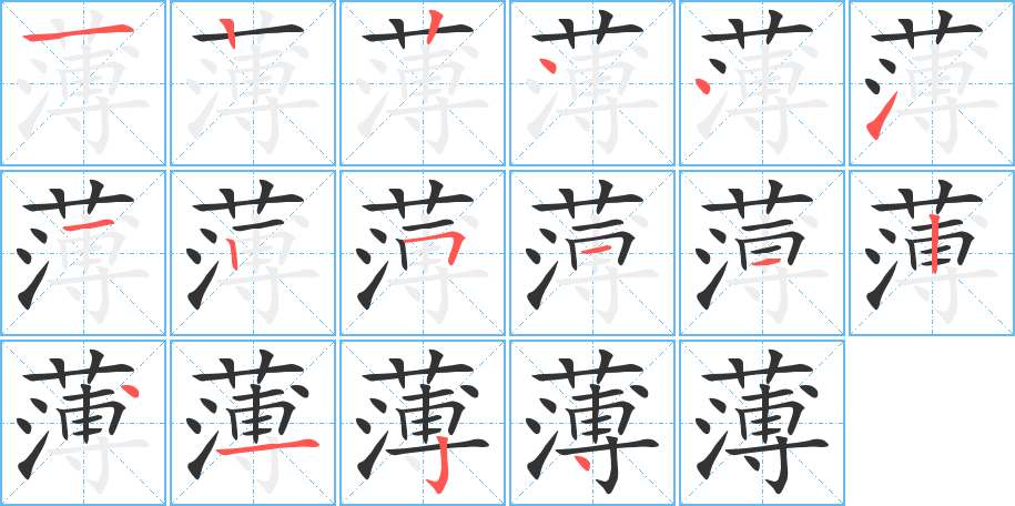 薄字的笔顺