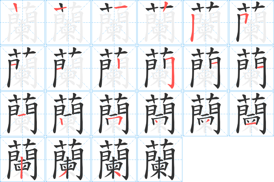 蘭字的笔顺