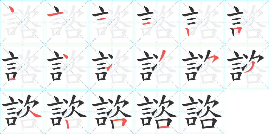 諮字的笔顺