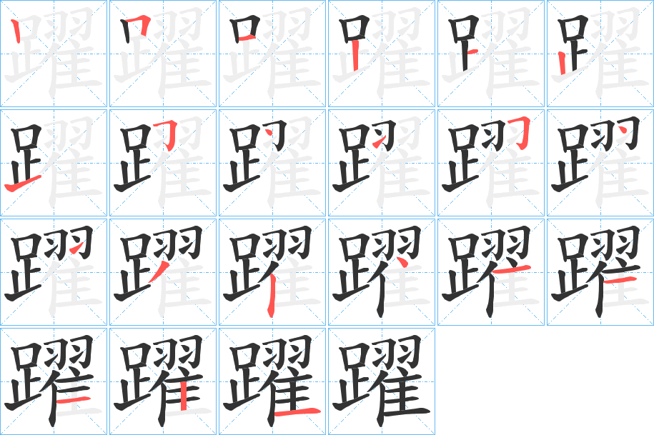 躍字的笔顺