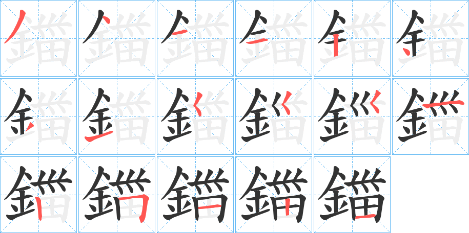 鍿字的笔顺