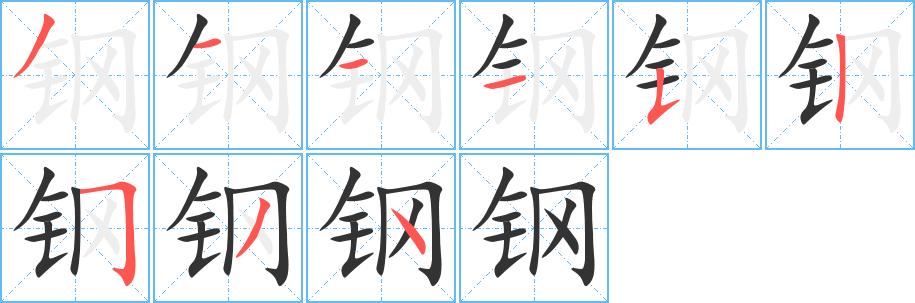 钢字的笔顺