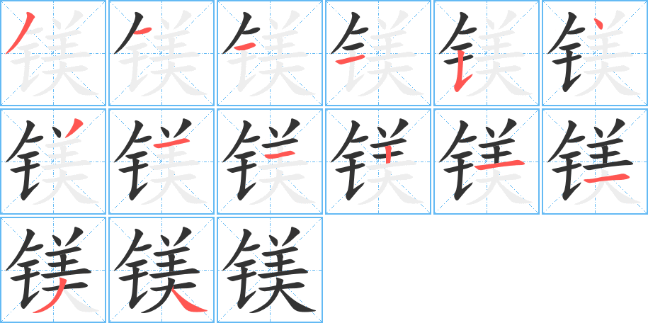 镁字的笔顺