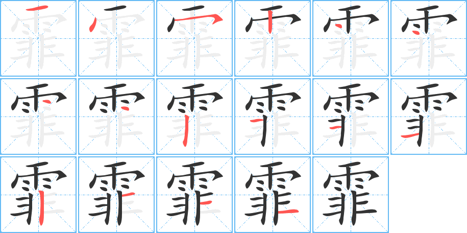 霏字的笔顺