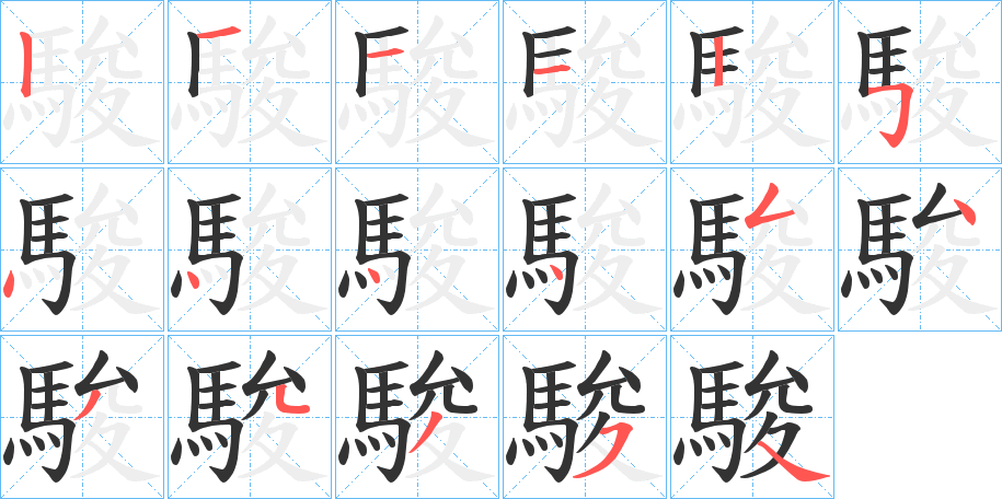駿字的笔顺