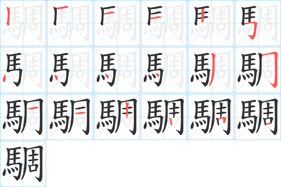 騆字的笔顺