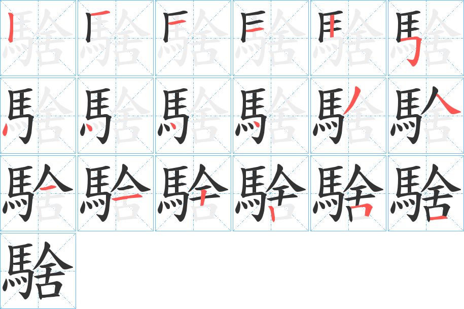 騇字的笔顺