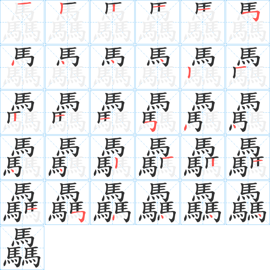 驫字的笔顺