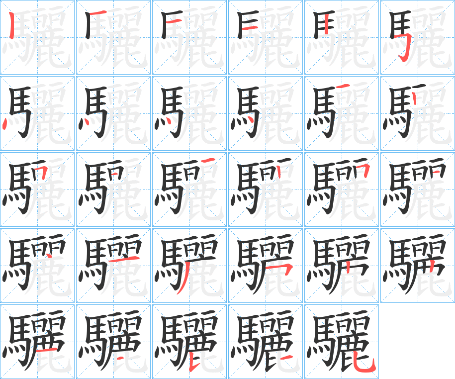 驪字的笔顺