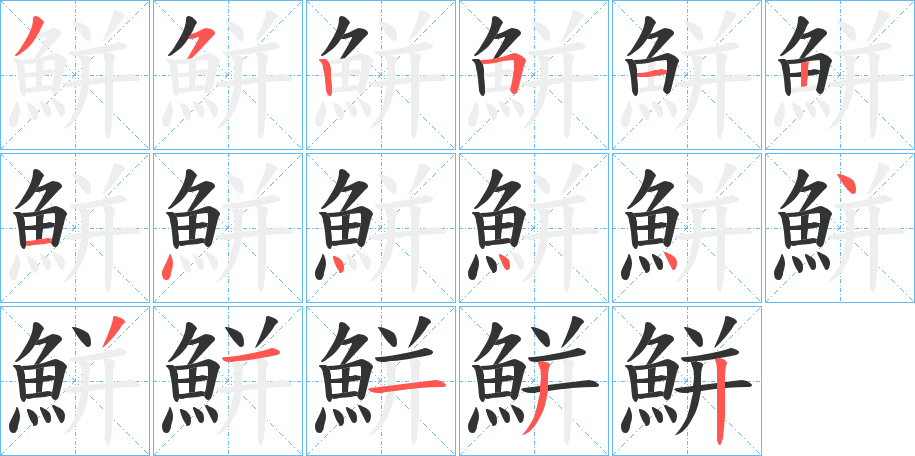 鮩字的笔顺