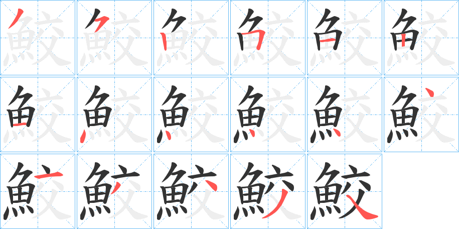 鮫字的笔顺