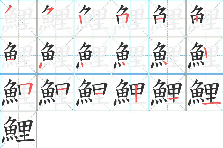 鯉字的笔顺