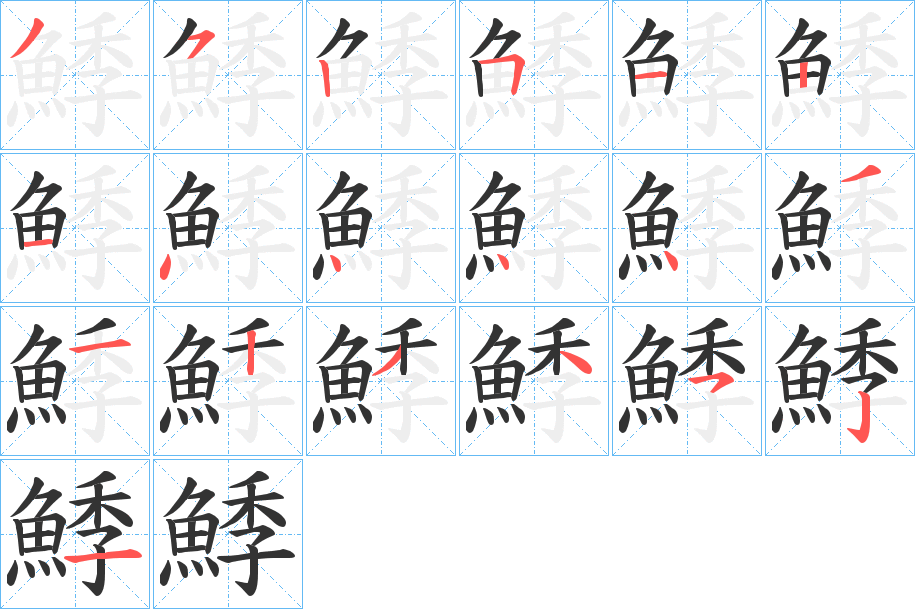 鯚字的笔顺