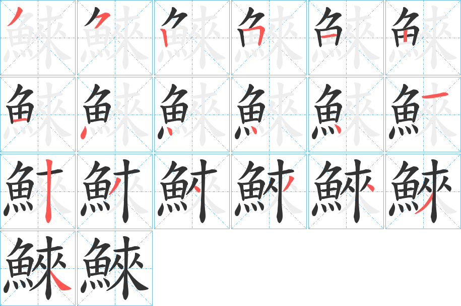鯠字的笔顺