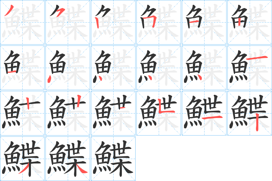 鰈字的笔顺