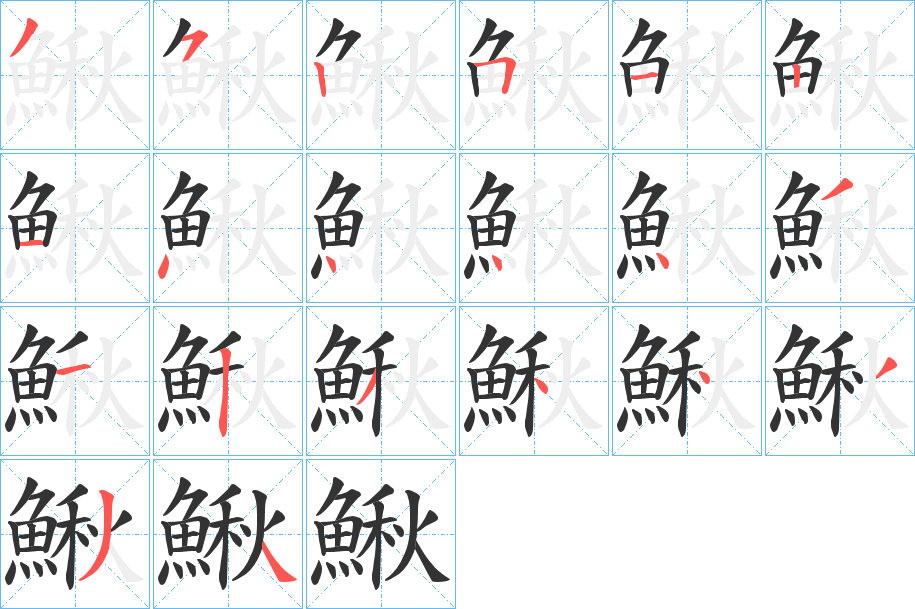 鰍字的笔顺