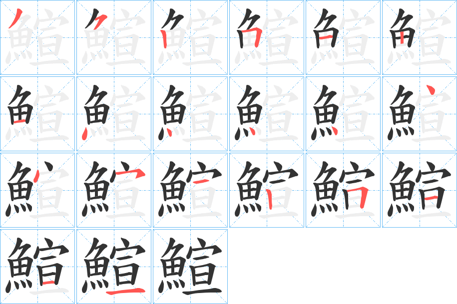 鰚字的笔顺