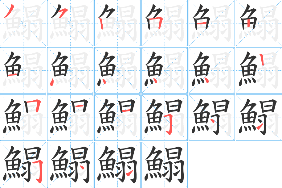 鰨字的笔顺