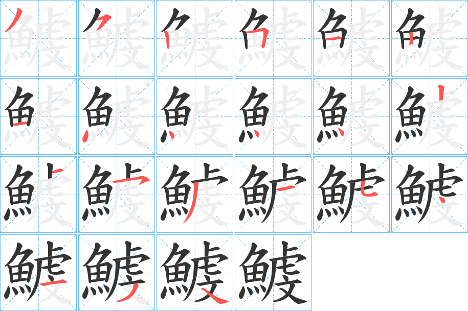 鰬字的笔顺