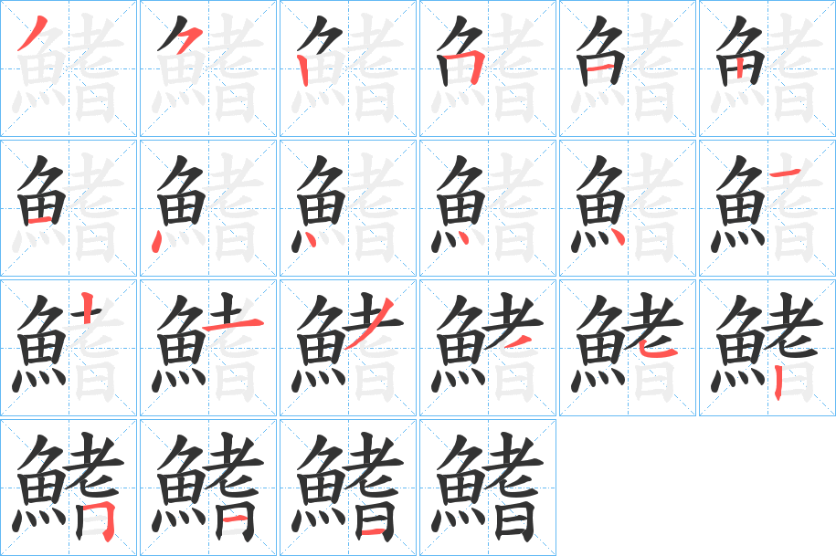 鰭字的笔顺