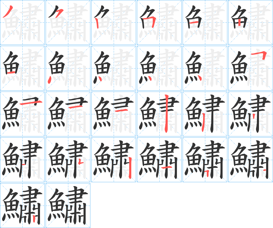 鱐字的笔顺